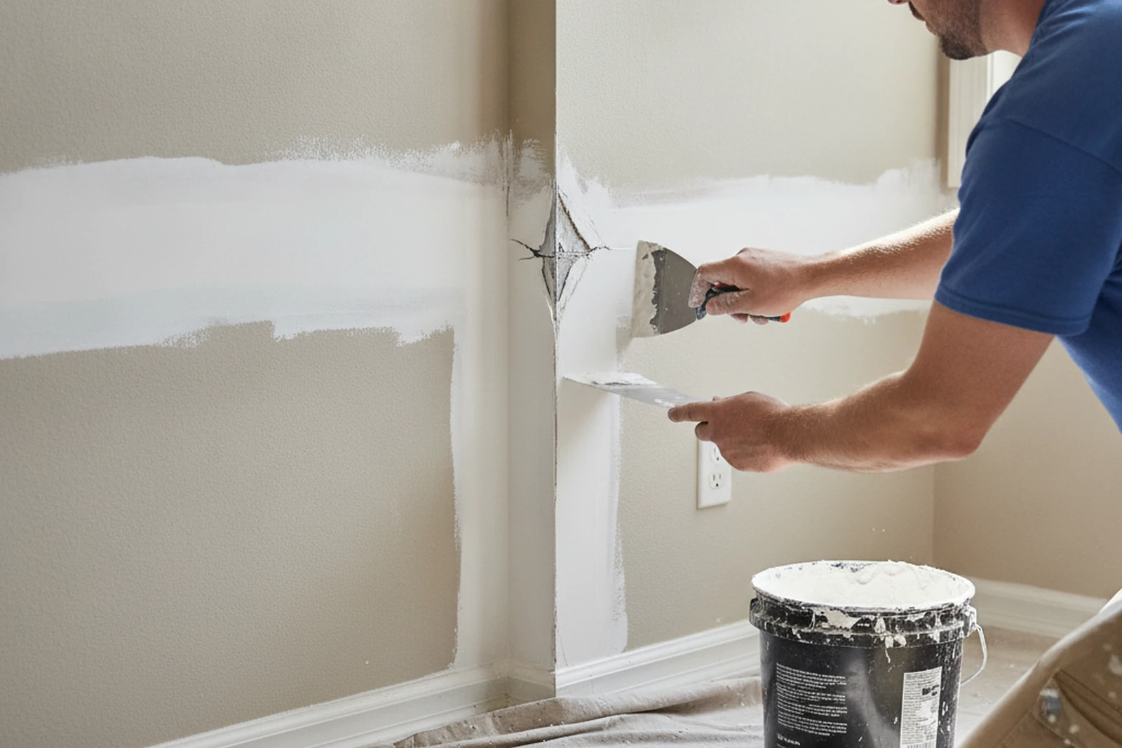 Corner bead drywall repair Rexburg Idaho Madison County rental property damage BYU-Idaho turnover compound corner fix